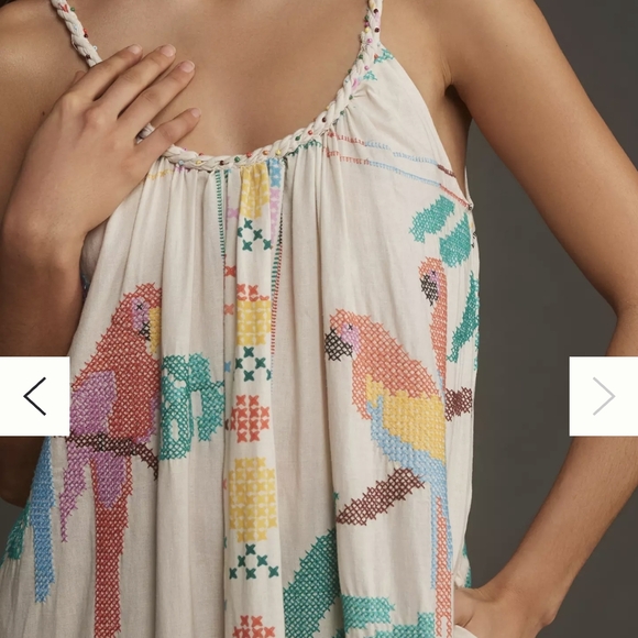 Farn Rio Colorful Stitch Linen  Embroidered Maxi Dress Sz L - Picture 4 of 14